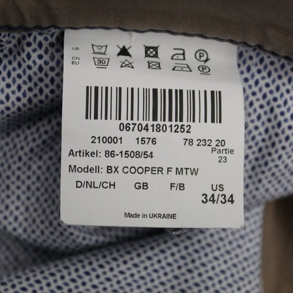 Brax Pants Mens 34x28 Beige Cooper Fancy Chino 5-Pocket Straight leg Stretch - Picture 14 of 16